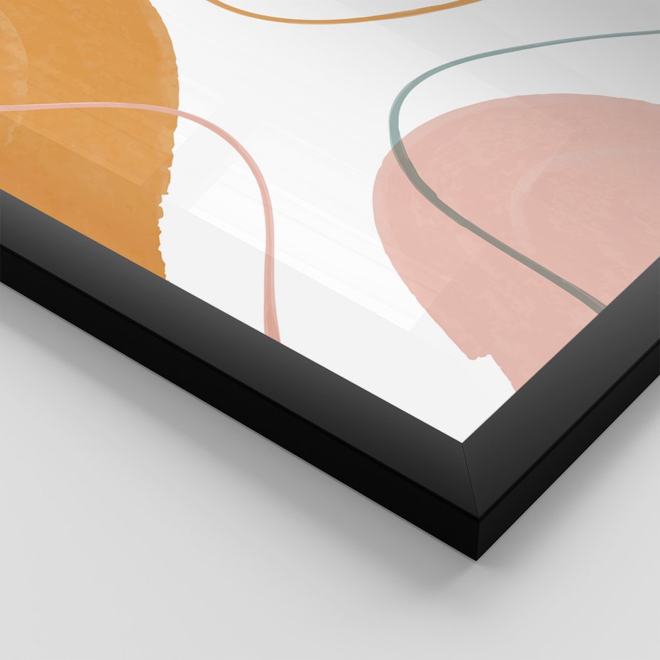 Zestaw obrazy w ramie, plakaty - abstrakcja, pastelowe, kształty - rama czarna