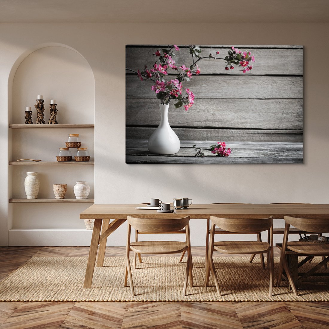 Obraz na płótnie - kwiaty, wazon, różowe