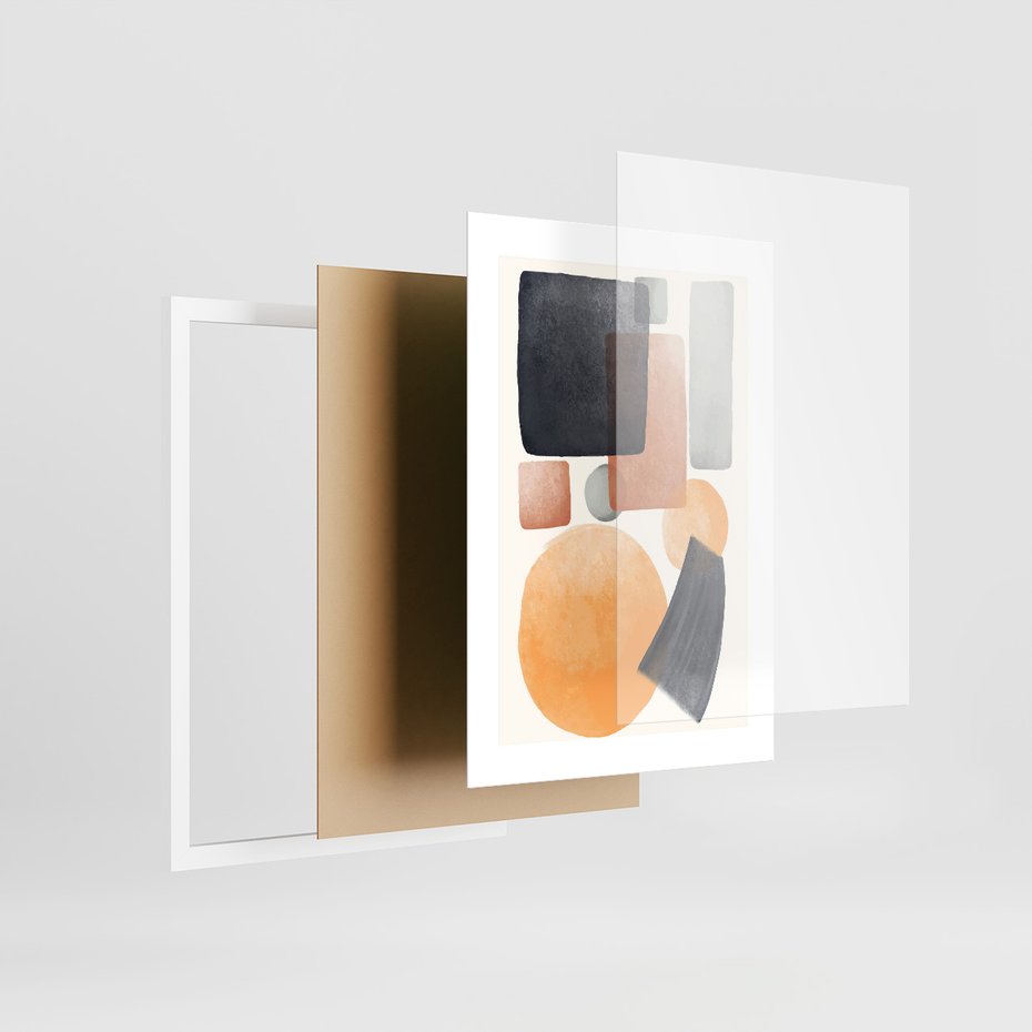 Zestaw obrazy w ramie, plakaty - abstrakcja, geometryczne, kształty - rama biała