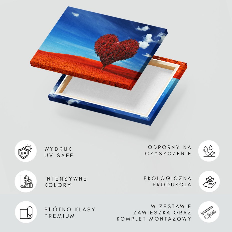 Obraz na płótnie - drzewo, serce, krajobraz