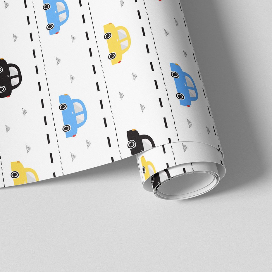 Tapeta - dziecięca, samochody, droga, wzór