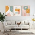 Zestaw obrazy w ramie, plakaty - abstrakcja, pastelowe, kształty - rama drewno