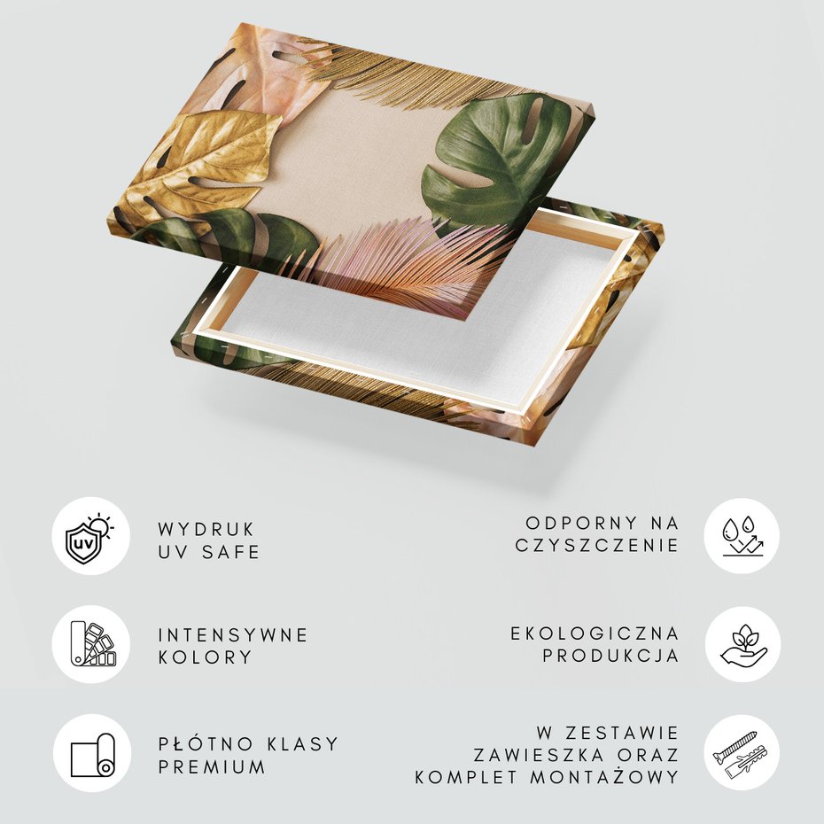 Obraz na płótnie - liście, złoto, dekoracja