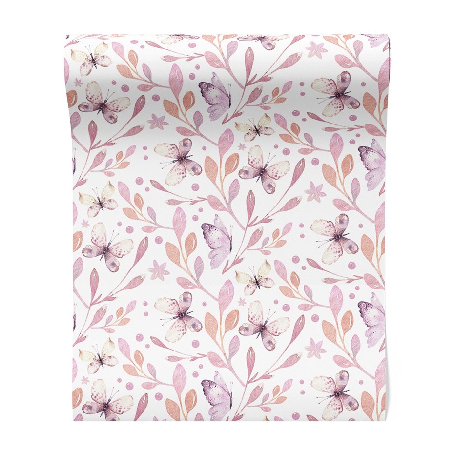 Tapeta - motyle, liście, ornamenty