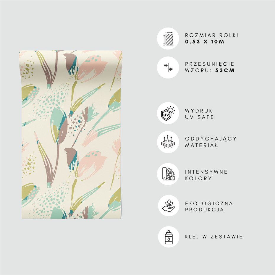 Tapeta - tulipan, liście, pędzle