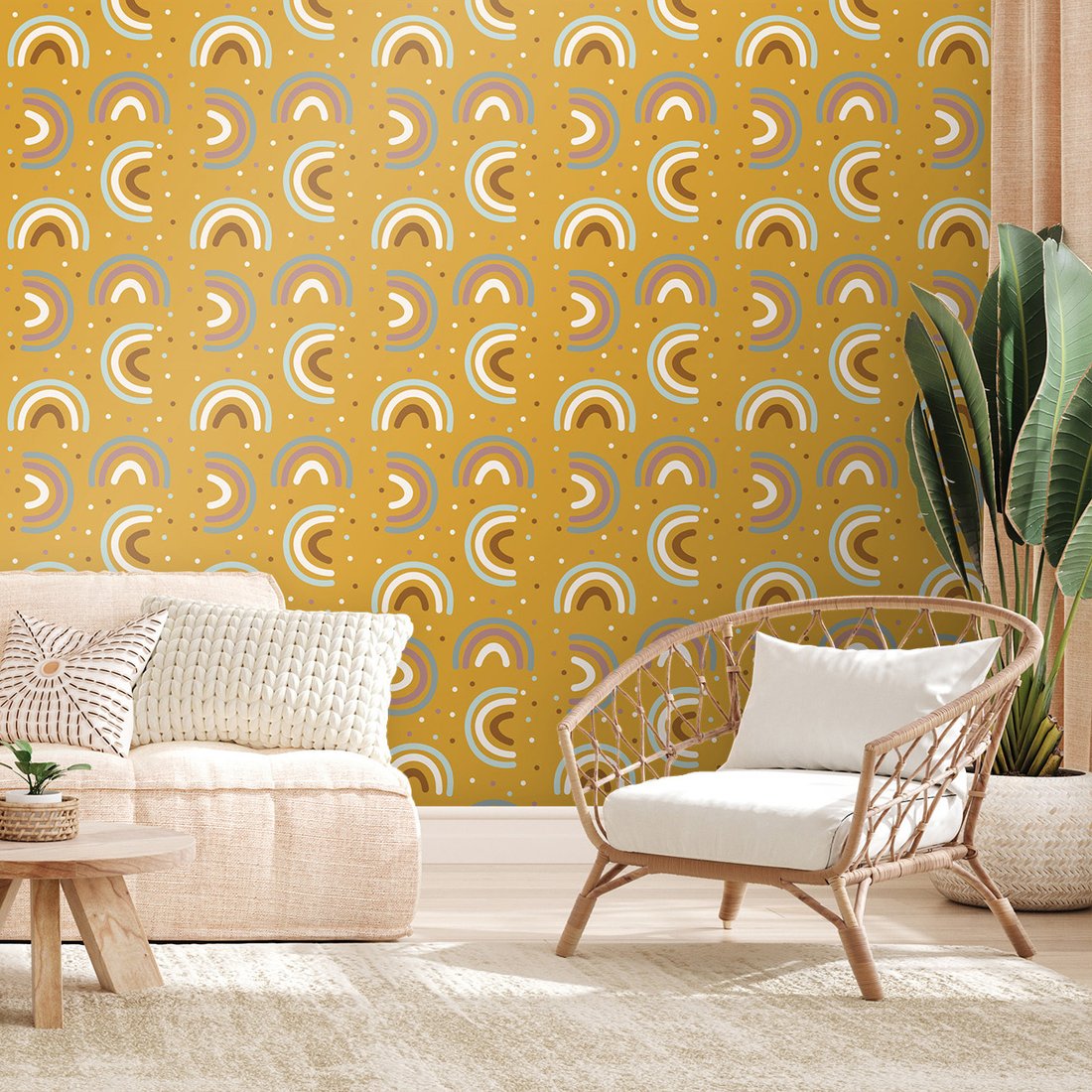 Tapeta - dziecięca, łuk, kropki, tło