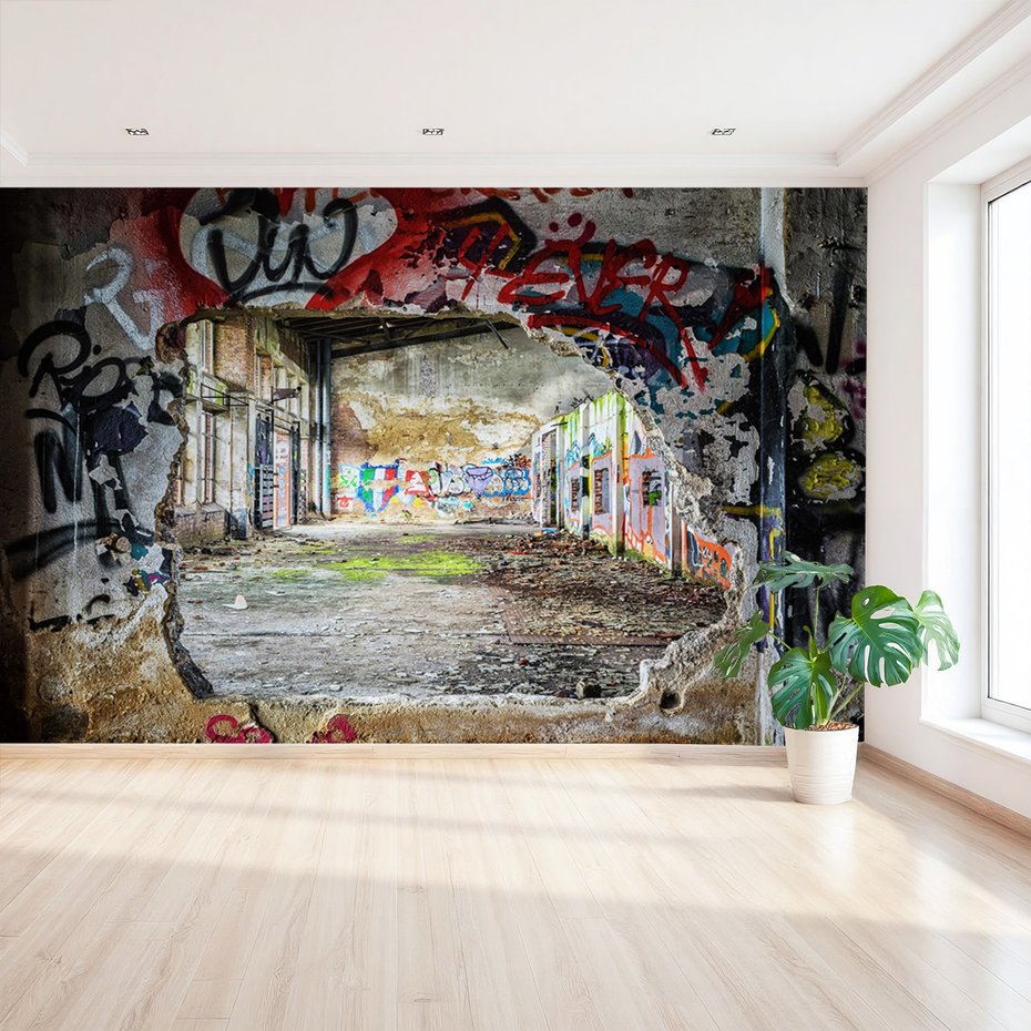 Fototapeta - graffiti, abstrakcja, ruina