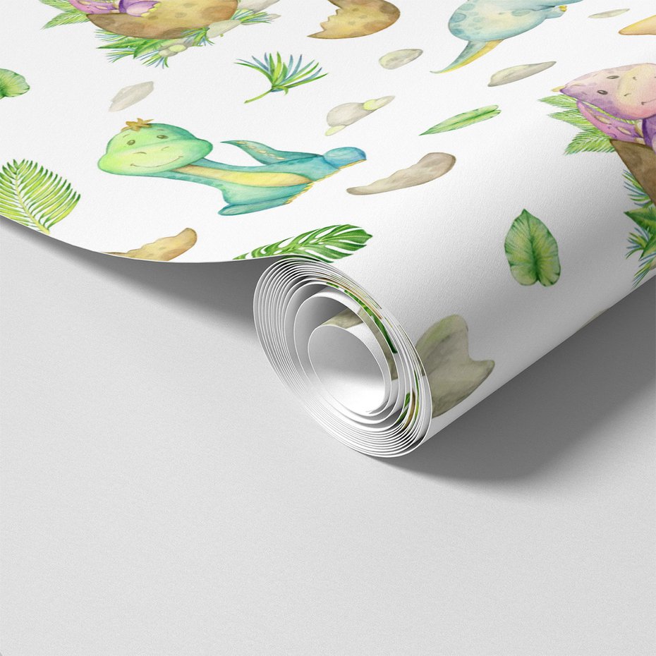 Tapeta - dziecięca, dinozaury, liście, kamienie