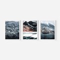 Zestaw obrazy w ramie, plakaty - śnieg, góry, zima - rama biała