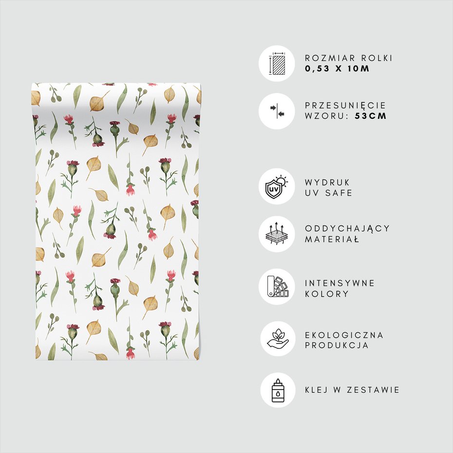 Tapeta - liście, kwiaty, wzór