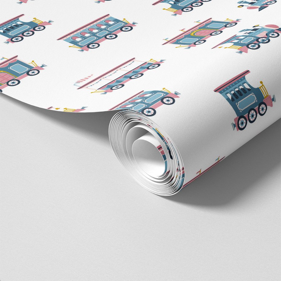 Tapeta - dziecięca, pociągi, wagony,