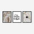 Zestaw obrazy w ramie, plakaty - pościel, kawa, relaks - rama czarna