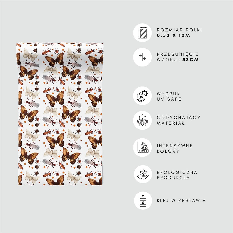 Tapeta - motyle, mrówki, kropki