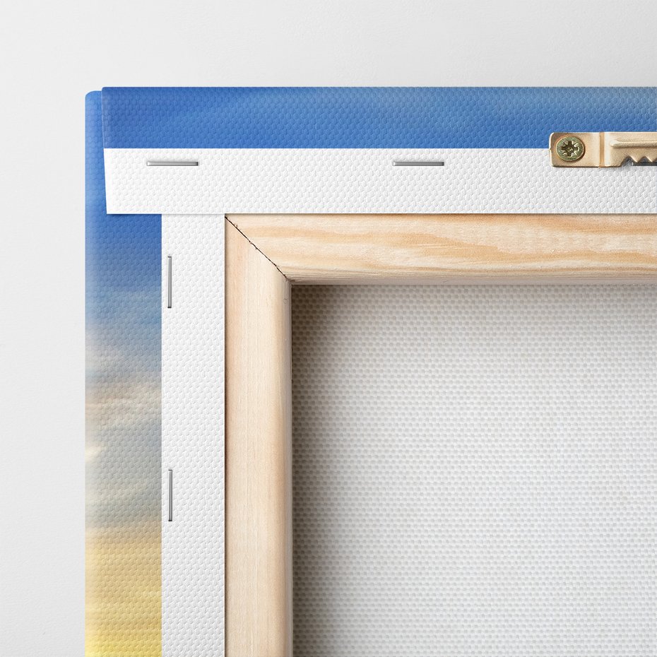 Obraz na płótnie - pomost, zachód słońca, jezioro