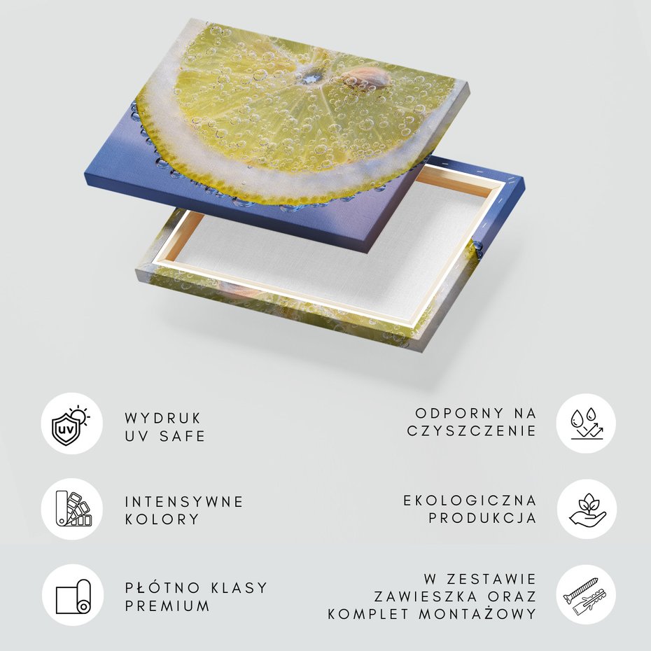 Obraz na płótnie - cytryna, bąbelki, napój