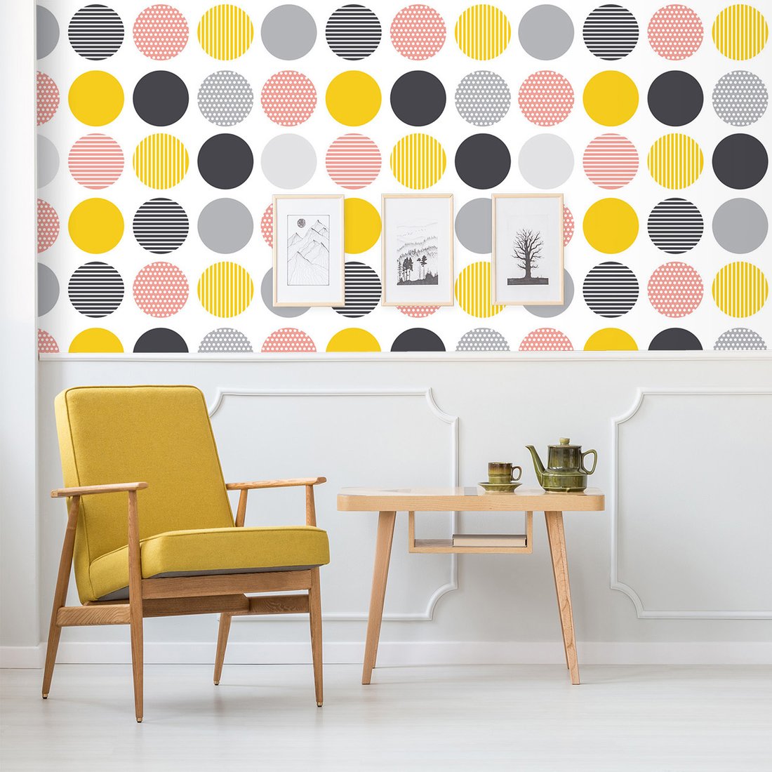 Tapeta - koła, linie, kropki