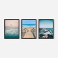 Zestaw obrazy w ramie, plakaty - plaża, morze, woda - rama czarna