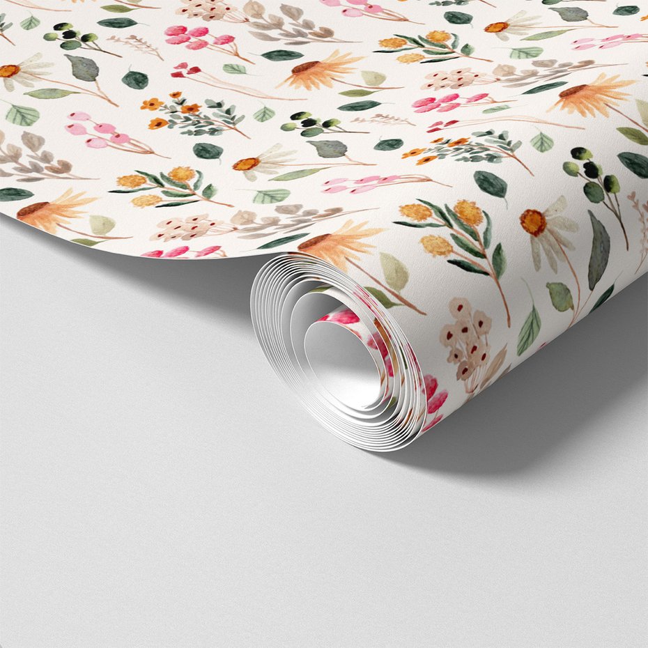 Tapeta - kwiaty, liście, wzór