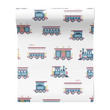 Tapeta - dziecięca, pociągi, wagony,
