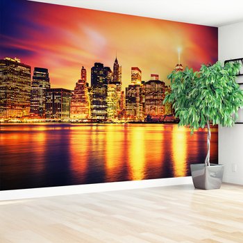 Fototapeta - miasto, noc, woda