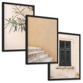 Zestaw obrazy w ramie, plakaty - liście, budynek, okno - rama czarna