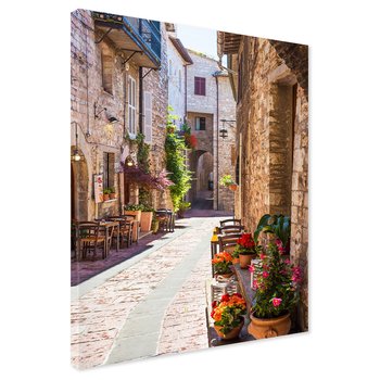 Obraz na płótnie - uliczka, kwiaty, architektura