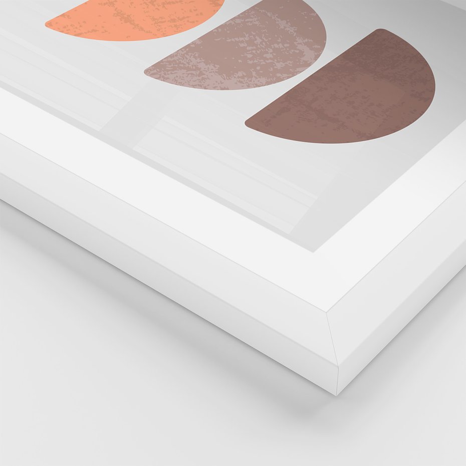 Zestaw obrazy w ramie, plakaty - abstrakcja, boho, minimalizm - rama biała