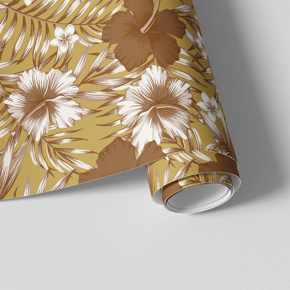 Tapeta - kwiaty, liście, hibiskus