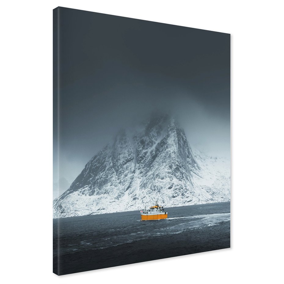 Obraz na płótnie - góra, morze, statek