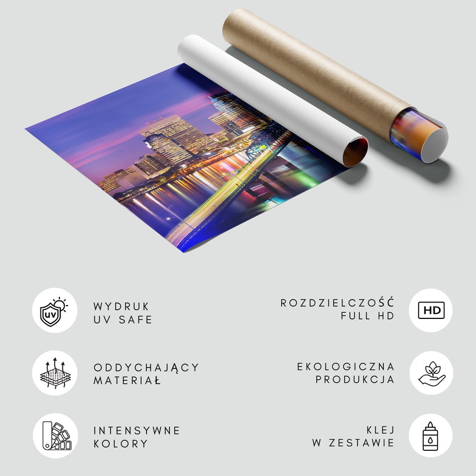 Fototapeta - miasto, most, noc