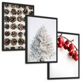 Zestaw obrazy w ramie, plakaty - szyszki, jabłka, zima - rama czarna