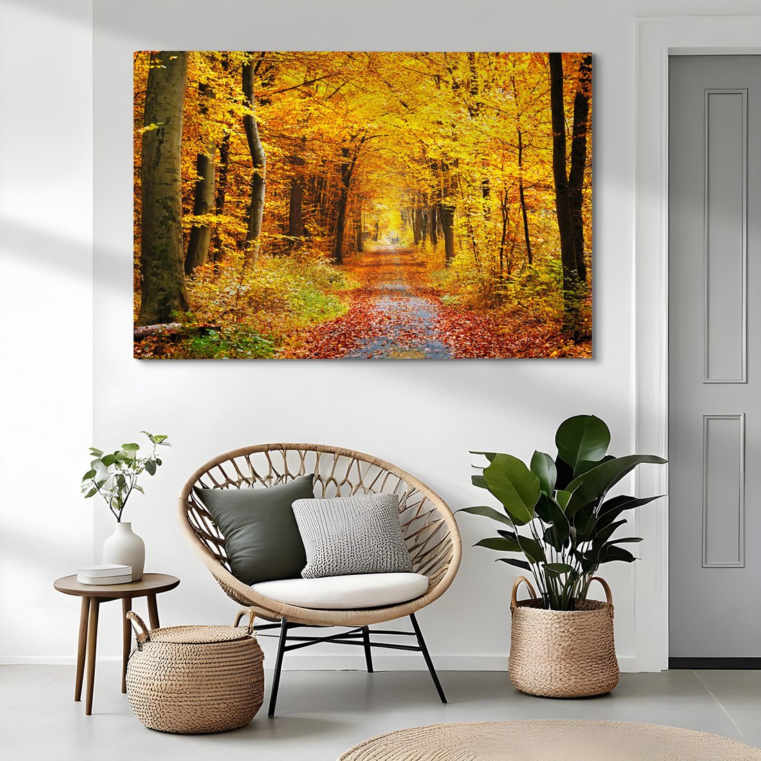 Obraz na płótnie - las, jesień, droga