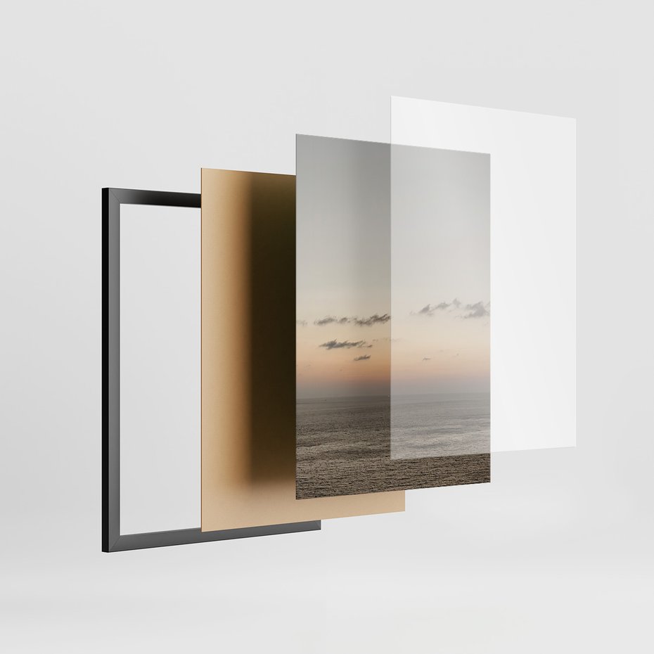 Zestaw obrazy w ramie, plakaty - palmy, ocean, liście - rama czarna