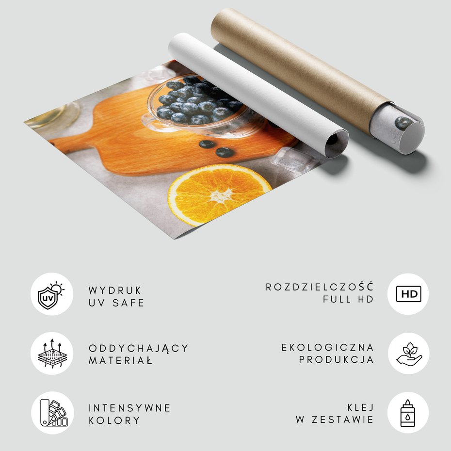 Fototapeta - borówki, owoce, cytrusy