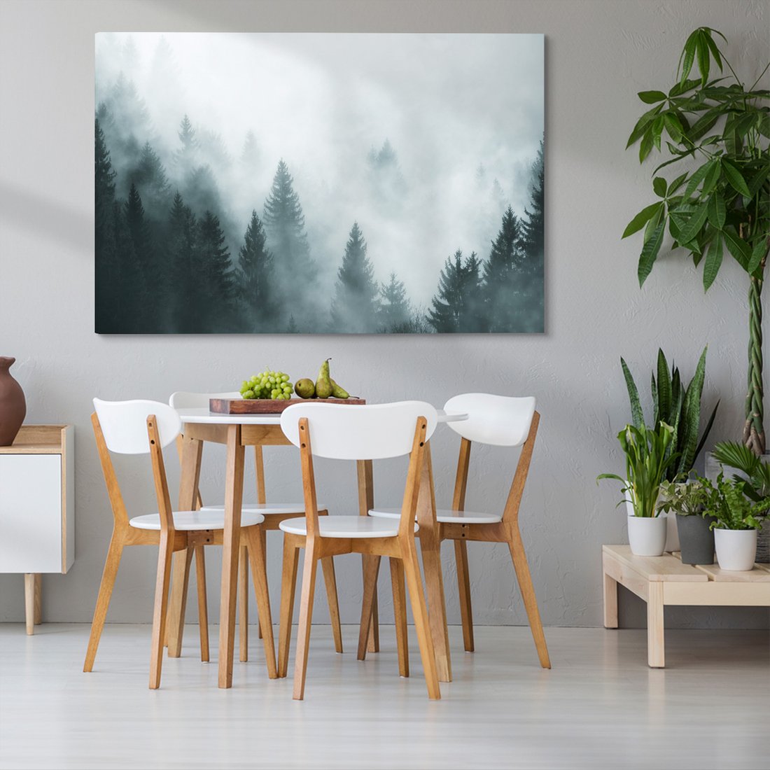 Obraz na płótnie - las, mgła, drzewa