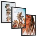 Zestaw obrazy w ramie, plakaty - palmy, tropikalny, lato - rama czarna