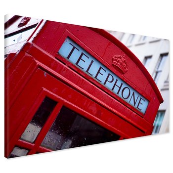 Obraz na płótnie - budka telefoniczna, czerwona, miasto