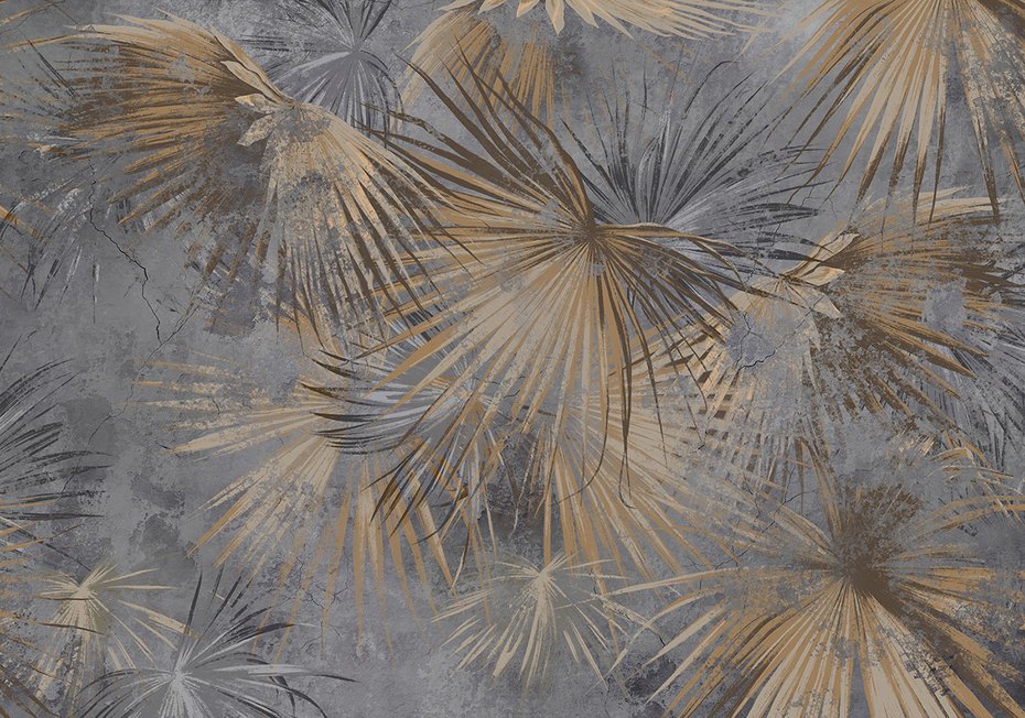 Fototapeta - beton, palmy, liście