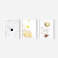 Zestaw obrazy w ramie, plakaty - śniadanie, cytryny, minimalizm - rama biała