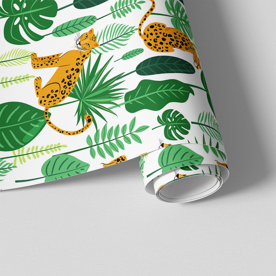 Tapeta - liście, leopard, dżungla