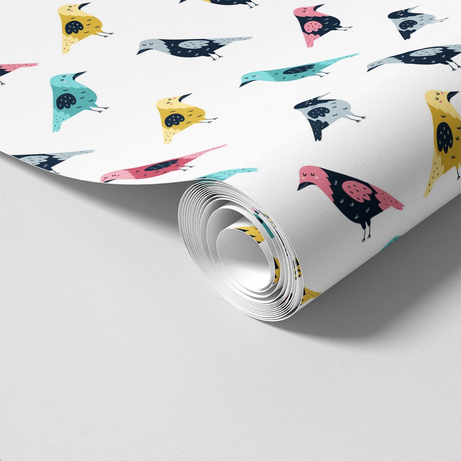 Tapeta - dziecięca, ptaki, ilustracja, wzór