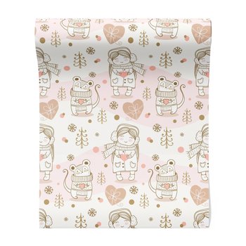 Tapeta - dziecięca, mysz, dziewczynka, choinka