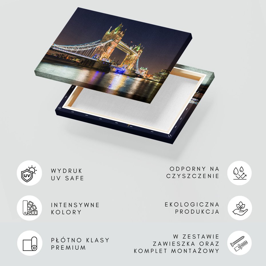 Obraz na płótnie - Tower Bridge, Londyn, noc