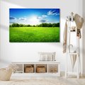 Obraz na płótnie - łąka, niebo, chmury