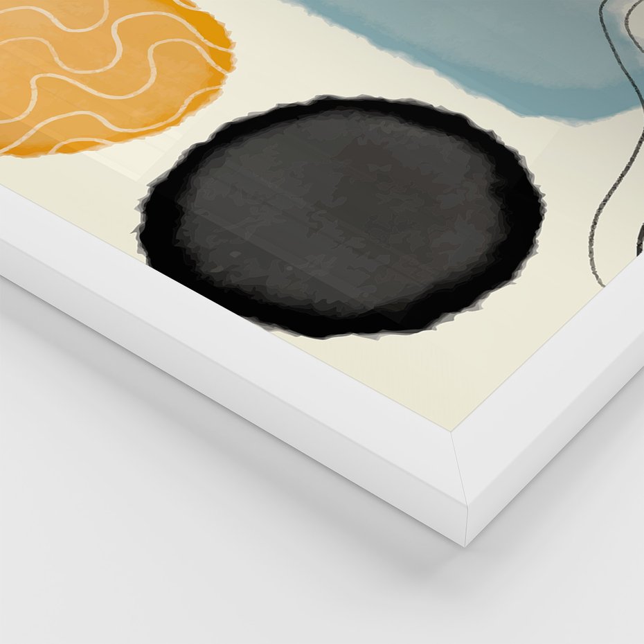 Zestaw obrazy w ramie, plakaty - abstrakcja, pastelowe, geometryczne - rama biała