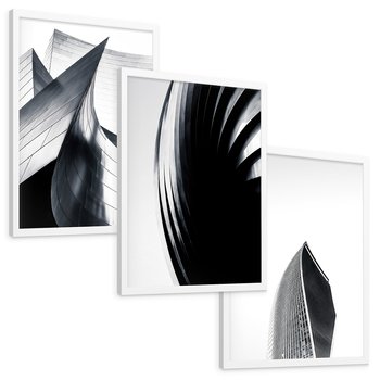 Zestaw obrazy w ramie, plakaty - architektura, budynki, detale - rama biała