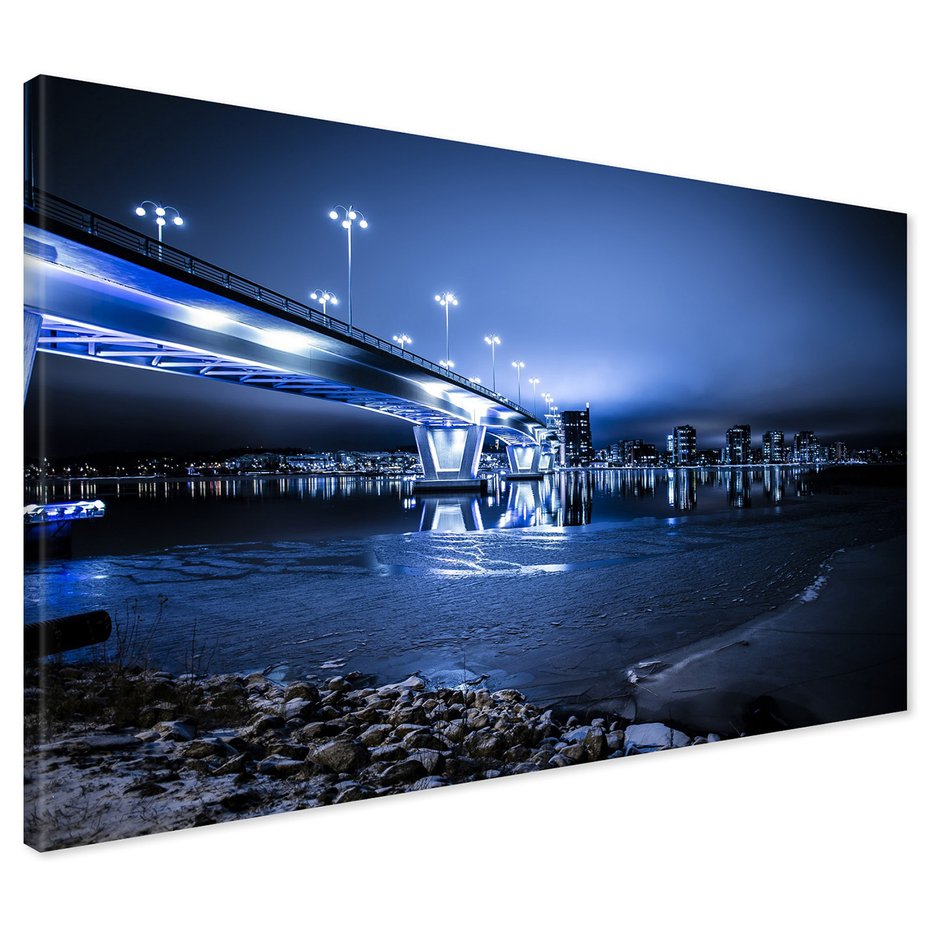 Obraz na płótnie - most, miasto, noc