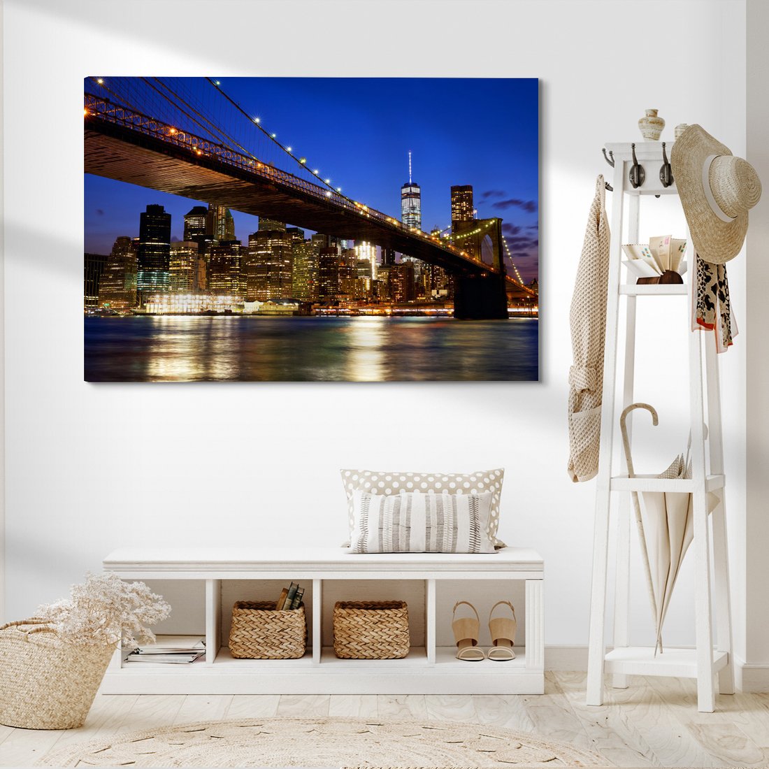 Obraz na płótnie - miasto, most, noc