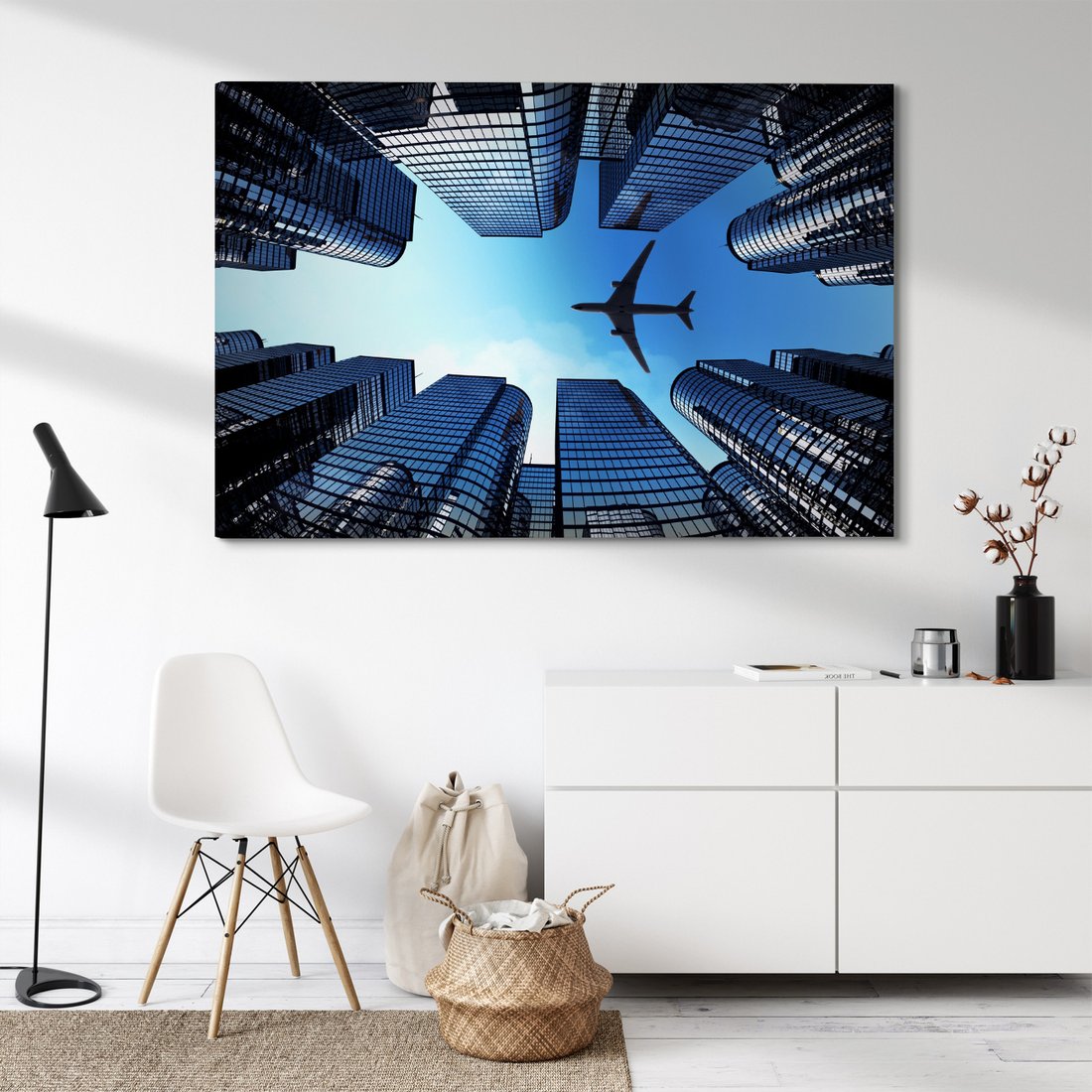 Obraz na płótnie - miasto, samolot, niebo