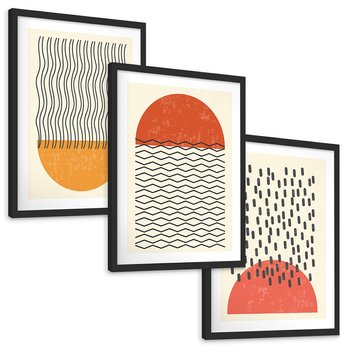 Zestaw obrazy w ramie, plakaty - abstrakcja, minimalizm, wzory - rama czarna